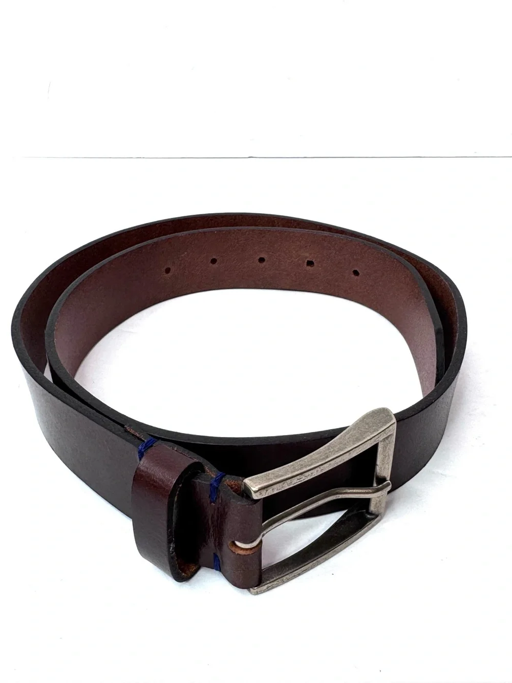 New Genuine Italian Leather Belt Made in Italy Brown Antique Brass Buckle Siz 32